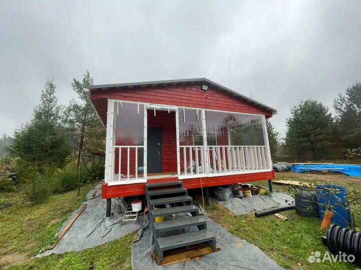 Мягкие окна из пленки на беседку