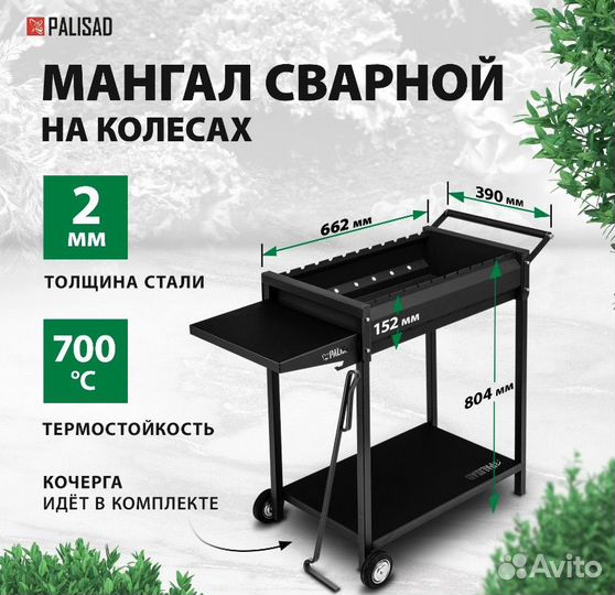 Мангал разборный на колесах