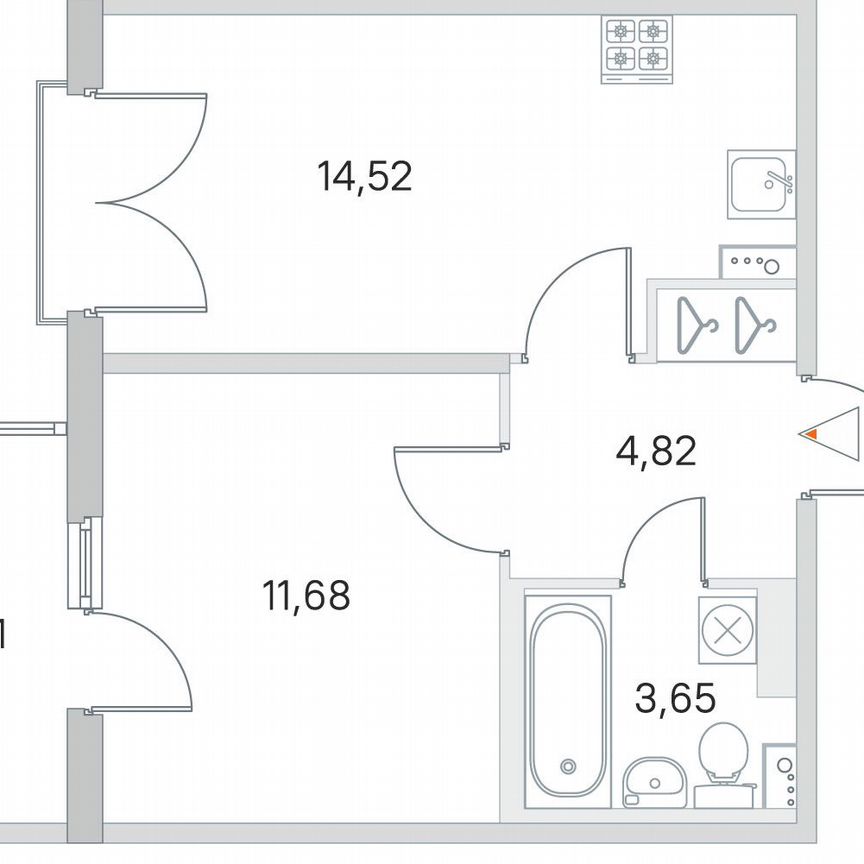 1-к. квартира, 36,1 м², 3/4 эт.