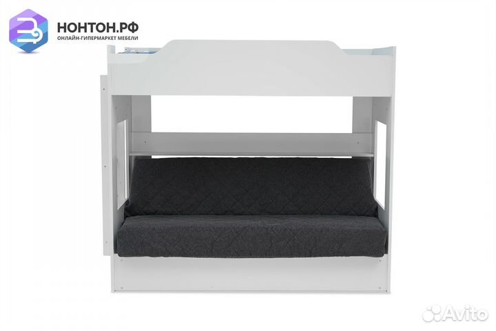 Двухъярусная кровать с диван-кроватью темно-серый