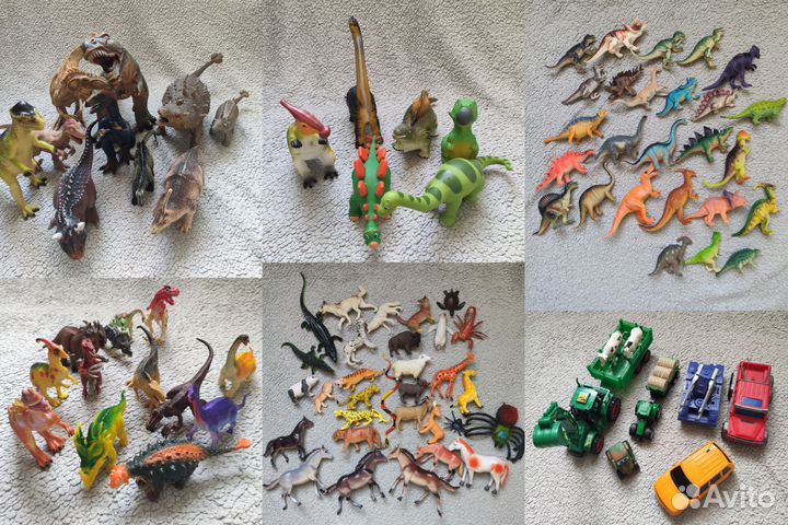 Детские игрушки пакетом Динозавры Животные Машины