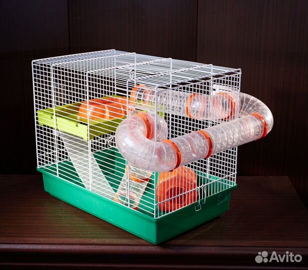 Двухэтажная клетка с трубами для хомяка хомяков