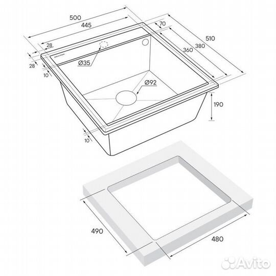 Мойка кварцевая stepia-500, PM115051-DG, графит