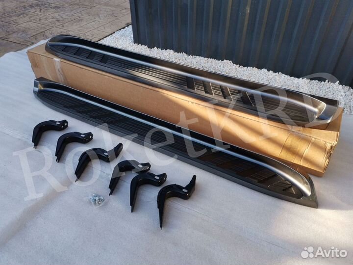 Подножки Toyota Land Cruiser Prado 120 Т.серые