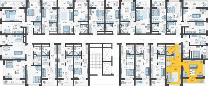 2-к. квартира, 42,8 м², 8/19 эт.