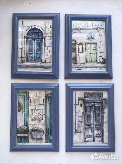 Картины акварель в рамах