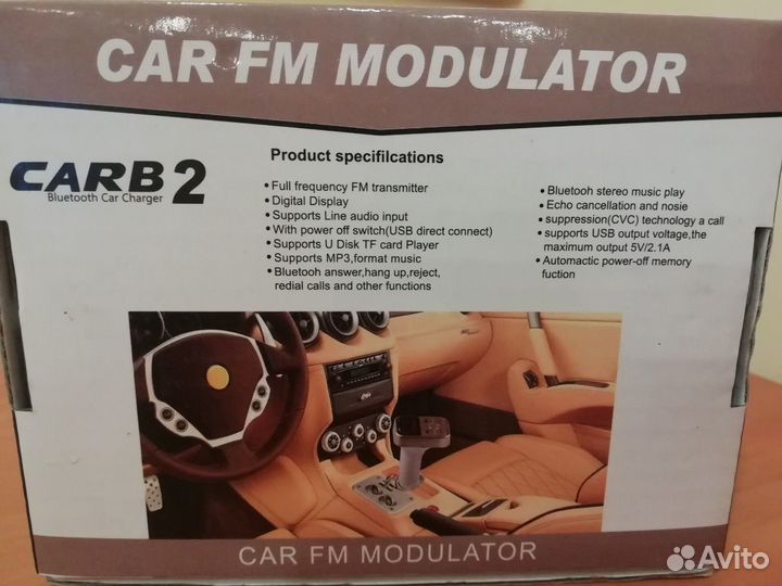 FM-модулятор Bluetooth, в т. ч. зарядка 2А