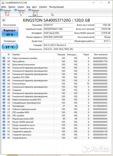 SSD Kingston 120gb 5штук