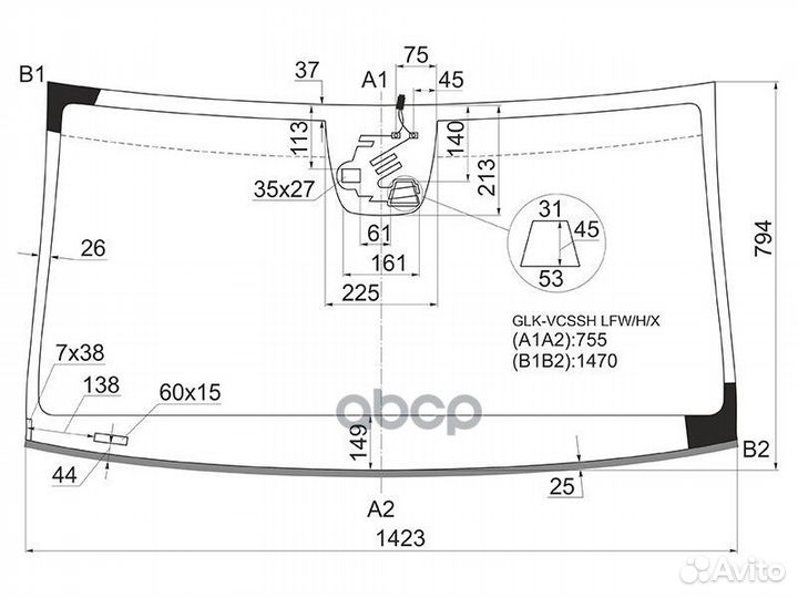 Стекло лобовое + дд + камера mercedes-benz GLK