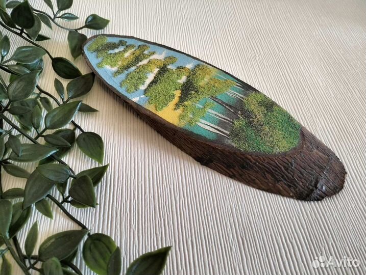 Картина на спиле дерева каменная крошка