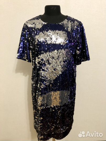 Платье с пайетками А-силуэта, размер L