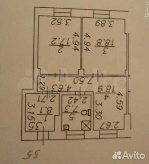 3-к. квартира, 71 м², 1/5 эт.