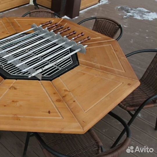 Стол гриль - деревянный на 8 человек