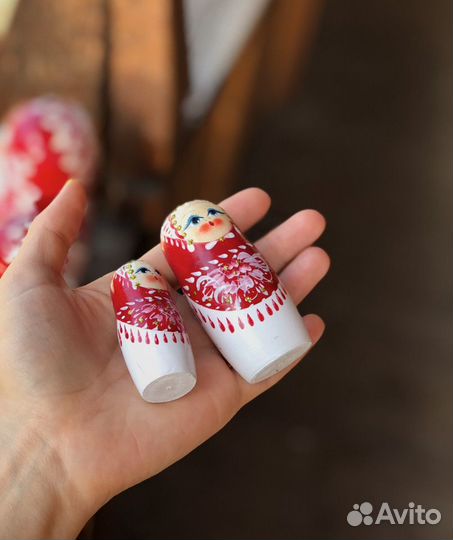 Матрёшка Гжель с золотом, 5 мест 18 см