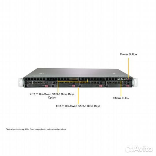 Серверная платформа Supermicro SYS-6018R-MT 1U 2xLGA2011 iC612, 8xDDR4, 4x3.5