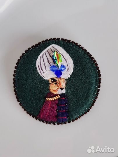 Брошь заяц шейх алмаз восток аладдин вышитая