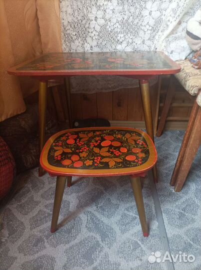 Детский столик и табуретка СССР хохлом. роспись