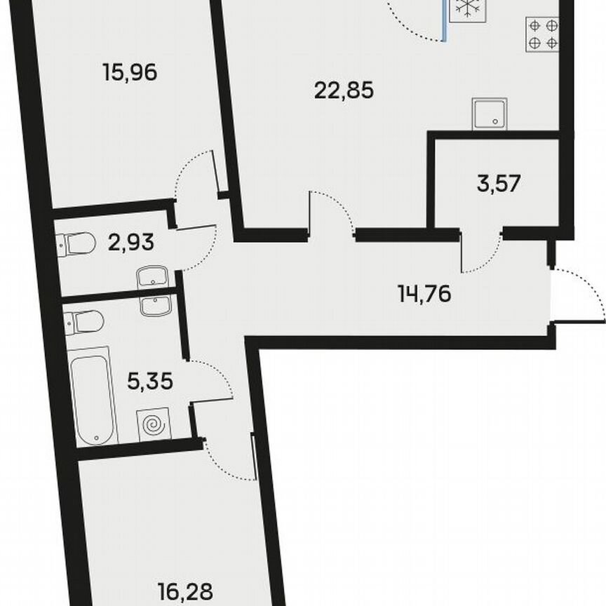 2-к. квартира, 84,5 м², 2/9 эт.