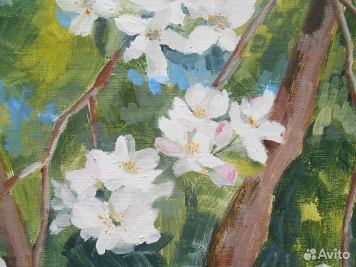 Картина маслом пейзаж цветы 