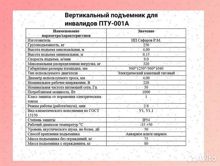 Вертикальный подъемник для инвалидов пту-001А