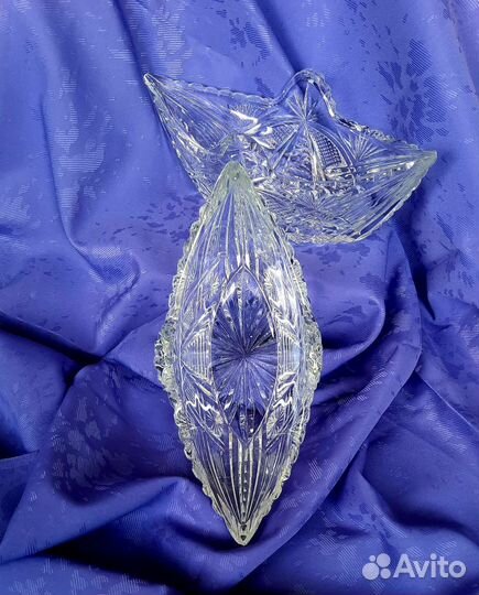 Хрустальная ваза ладья СССР