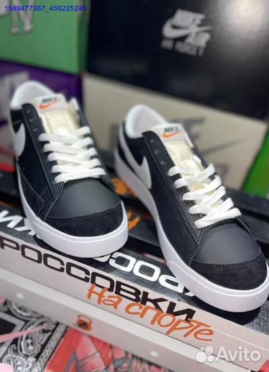 Nike Blazer Low Black White Swoosh (Арт.56846)