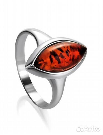 Кольцо Перстень Женское Натуральный Янтарь Новое