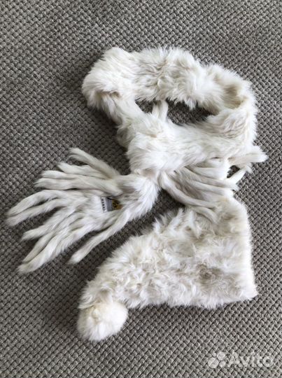 Шарф и шапка - кроличий мех