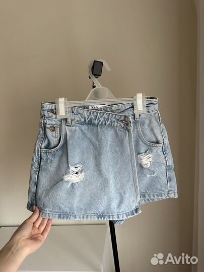 Шорты-юбка джинсовые zara xs