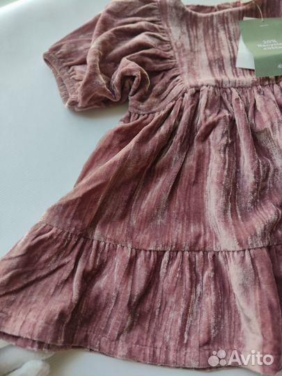 H&M Платье велюр для девочки 68, новое
