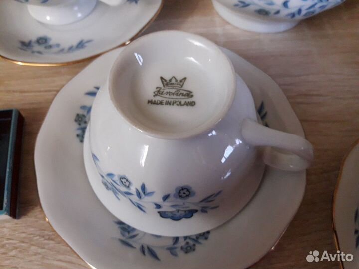 Кофейный сервиз 15 предметов Польша Винтаж Фарфор