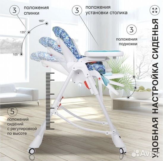 Стул для кормления с регулируемой спинкой бу