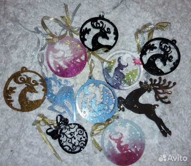 Елочные игрушки из эпоксидной смолы