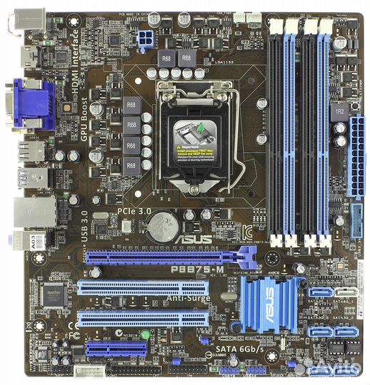 1155 Мат. плата asus P8B75-M USB 3.0 4*DDR3