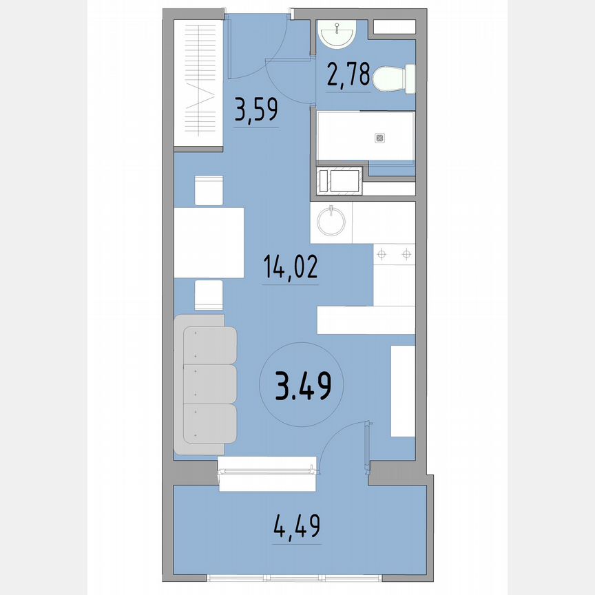 1-к. апартаменты, 25 м², 3/13 эт.