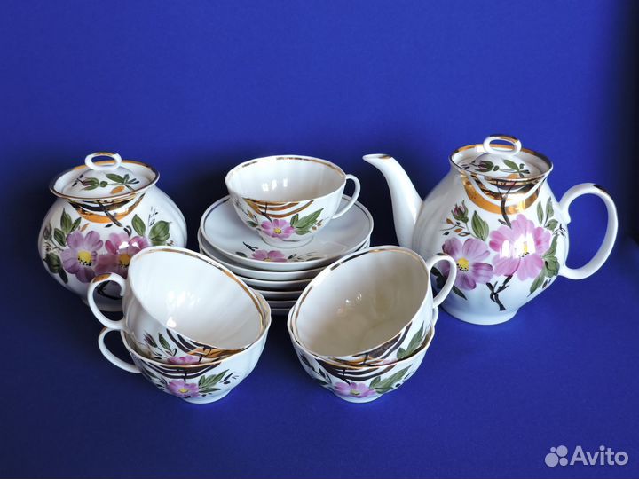 Чайный Сервиз Цветы Дулево Редкий