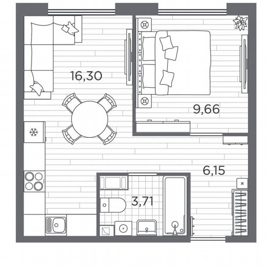 1-к. квартира, 35,8 м², 3/5 эт.