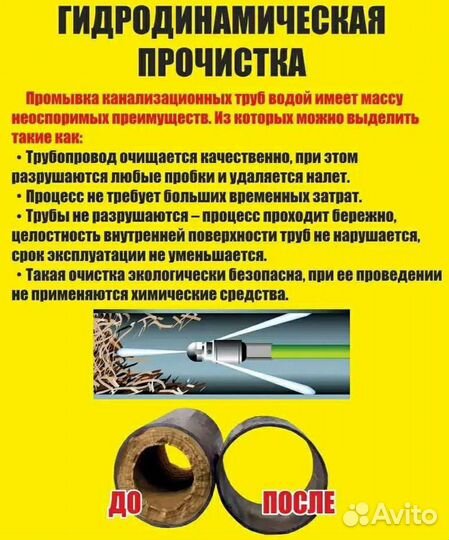 Прочистка, чистка канализации, устранение засора