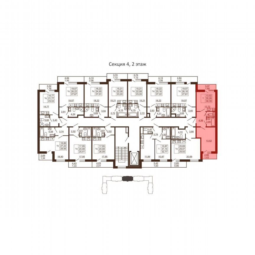 1-к. квартира, 38,4 м², 6/6 эт.