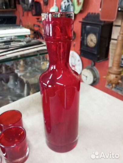 Графин бутылка рубиновое стекло СССР