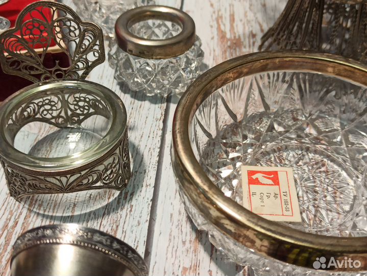 Хрусталь в мельхиоре и серебре