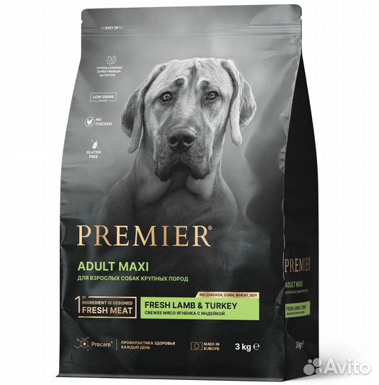 Корм для круп. собак Premier ягненок и индейка 3 к