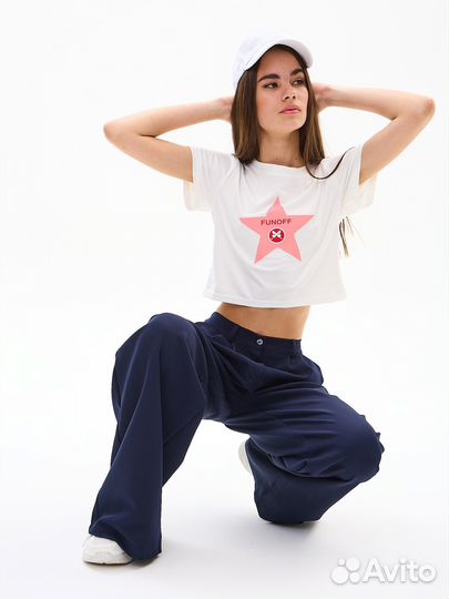 Футболка женская укороченная Кроп Топ Y2K белая