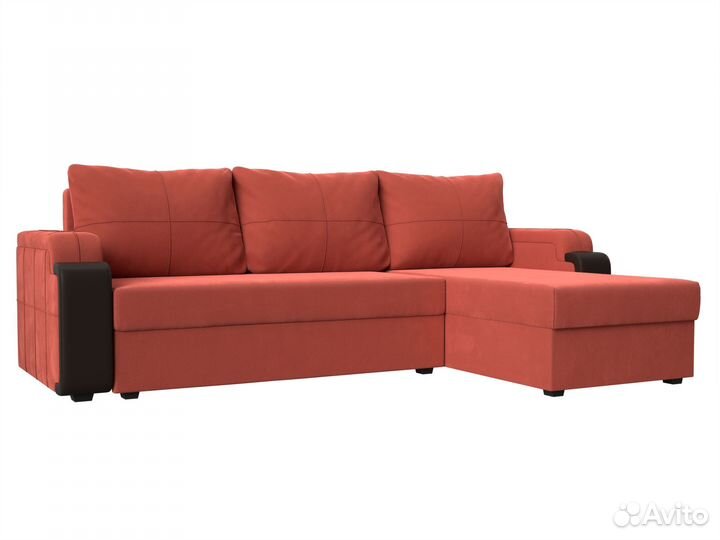 Угловой диван Николь лайт правый угол Коралловый К