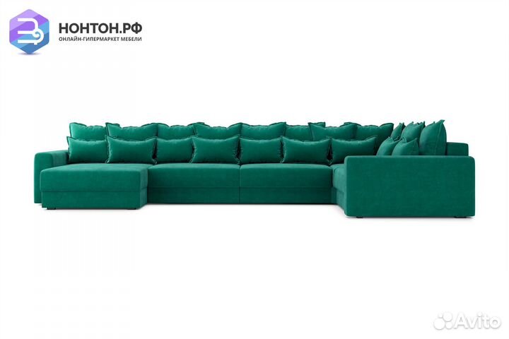 Диван п-образный тик-так Омега изумрудный