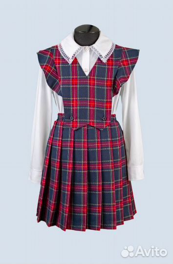 Форма для девочки в клетку: юбка, сарафан, жилет