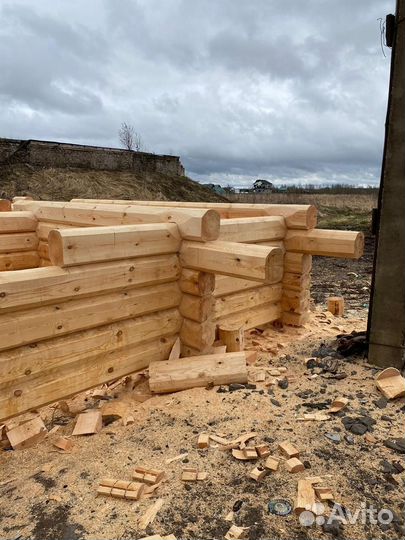 Рубка сруба под дом из лафета