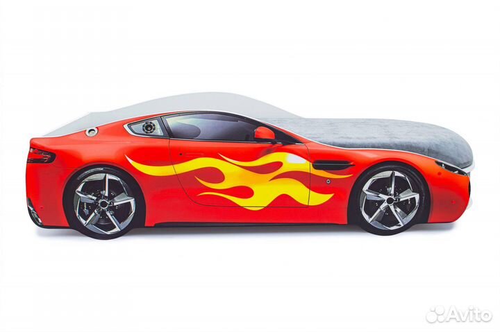 Кровать-машинка с подъемным механизмом. Красная