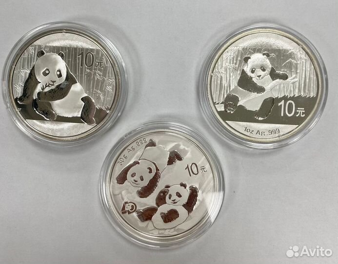 Серебряная монета Китая Панда 30г