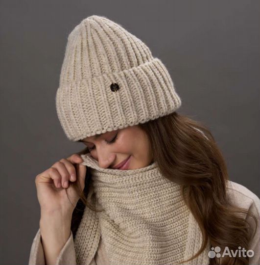 Зимний комплект шапка шарф шерсть